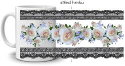  Fehér kerámia bögre 330ml képpel - csipkés fehér rózsák (HRNEK-90X82-BILY-300)