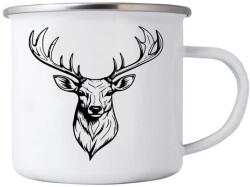  Fehér bádog bögre 380ml képpel - szarvas 2 (HRNEK-PLECH-80X87-57)