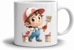  Fehér kerámia bögre 330ml képpel - praktikus festő (HRNEK-90X82-BILY-259)