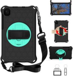  Méz hibrid tartós borító pánttal és kéztartóval Samsung Galaxy Tab A7 Lite 8.7 T220/T225 táblagéphez - fekete/cián színű (101237976B)