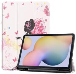  Printy állítható PU bőr táblagép tok Samsung Galaxy Tab S7 - lány és pillangók (101229133B)