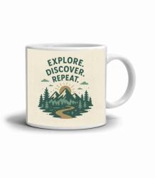  Fehér kerámia bögre 330ml képpel - felfedezés ismétlés (HRNEK-90X82-BILY-25)