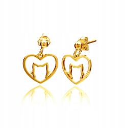 Astyle Szív és cica fülbevaló, ezüst, aranyozott