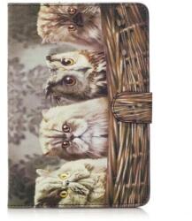  Színpad PU bőr tok iPad mini, iPad mini 2, iPad mini 3 - macskák és baglyok (10117623B)