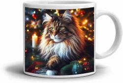  Fehér kerámia bögre 330ml képpel - Karácsonyi Maine Coon (HRNEK-90X82-BILY-544)