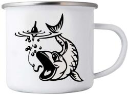  380ml fehér bádog bögre képpel - csuka 1 (HRNEK-PLECH-80X87-64)