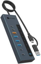 RaidSonic Docking Station Icy Box Hub ICY BOX 9-in-1, 2xType-C PD100W, 1xType-C PD20W, 4xUSB3.2, gri (61158)