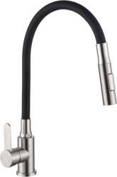 INVENA DALIS ECO mosogató csaptelep flexibilis kifolyóval, inox/matt fekete BZ-64-043-L (BZ-64-043-L)