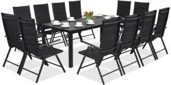 Garden Point Alumínium polifa kerti bútor nagy asztallal Verona 12 személyes Garden Point fekete (GAP321SD-12)
