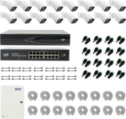 PNI Pachet NVR PNI House IP816 cu 16 camere PNI IP740 4MP sursa switch cabluri mufe si splitere (pni-ip816-16)