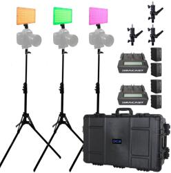 Dracast Kit Iluminare Dracast LED240 X Series On-Camera RGBWW 3 Lampi cu Valiza Rigida + Stative