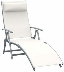 Art Kerti napozóágy, fém, összecsukható, állítható háttámlával, krémszínű, max 165 kg, 177x66x108 cm