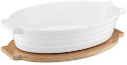 Ambition Blanc porcelán sütőtál bambusz alátéttel/tetővel 24x17 cm (5904134897107)