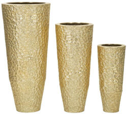  Tris váza fémből 3 db-os szett arany ø 50, 8x114, 9-40x92, 7-29, 8x70, 5 cm