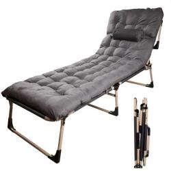  Ikonka összecsukható Kempingágy párnával 193cm - Szürke (KX3910)