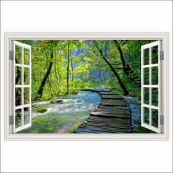 MÉDIA Öntapadó és mosható falfestmény Ablak Fahíd, erdő, Plitvicei park, 250 x 170 cm (FOTOTAP15793)