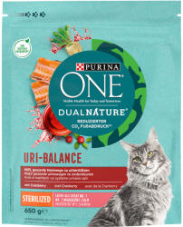 ONE 2x650g PURINA ONE Dual Nature Sterilized lazac & áfonya száraz macskatáp akciósan
