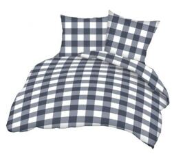 Karo párnahuzat 40x40cm, fehér és sötétkék, pamut anyagú, 1 db-os készlet (2340036)