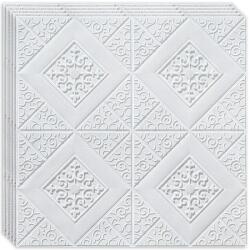 HOZRO 20 db HOZRO öntapadós 3D tapéta készlet, Absztrakt mintás, falra és mennyezetre, 9, 8 négyzetméter területet fed le, modern dizájn, nagyon könnyen felszerelhető, Rombusz fehér (TAPET79-20BUC)