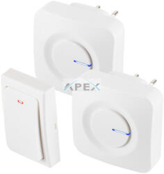 Somogyi Elektronic DBKS1001AC vezeték és elem nélküli csengő készlet, 1x nyomógomb + 2x csengő, 100m hatótáv, 36 dallam, szabályozható hangerő, IP44, fényjelzés, kinetikus nyomógomb - webmuszaki