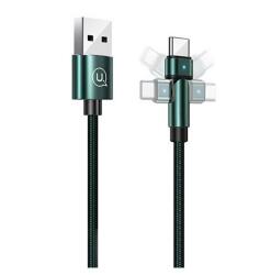 USAMS u60 töltőkábel, usb - lightning, 2a, 100cm, gyorstöltő, forgatható fej, sötétzöld, kompatibilis: Apple iPhone 14 Pro / iPhone 14 Plus / iPhone 14 (SJ476USB02)