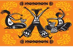 Blueback MAT Afikani táncosok tapéta, grafika, absztrakt, 400 x 250 cm (BBIMG7167)