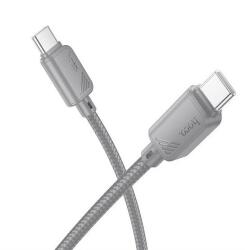 hoco. u113 adatkábel, type-c - type-c, 60w, pd gyorstöltő, 100cm, cipőfűző, világosszürke (U113_GREY)
