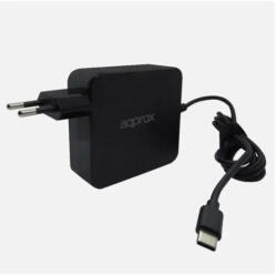 Approx Notebook adapter 90W - Univerzális USB Type-C töltő, 5V/3A, 9V/3A, 12V/3A, 15V/3A, 20V/4.5A, Fekete (APPA90C) - wincity