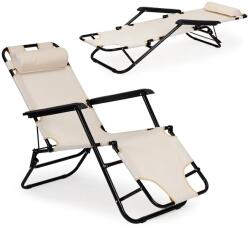 MultiGarden Bézs összecsukható fémvázas napozóágy fejrésszel, 150 kg teherbírással (ZRL010 BEIGE)
