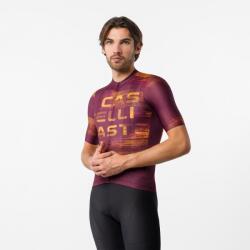 Castelli Tricou Castelli STRATUS LOGO, bordo/portocaliu (XL)