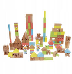 Trefl színes fa építőkockák - 142 darabos