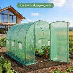AKORD Furniture Factory Fóliasátor Tunel Fémkapuval 6 Ablakkal Zöld 200x300x200 cm (AKO-SZKOGRDRZZIE)