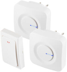 Somogyi Elektronic DBKS1001AC vezeték és elem nélküli csengő készlet, 1x nyomógomb + 2x csengő, 100m hatótáv, 36 dallam, szabályozható hangerő, IP44, fényjelzés, kinetikus nyomógomb - koronaphone