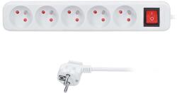 Solight Hosszabbító kábel 5 aljzattal - 3m, kapcsoló, 3x1, 5, fehér