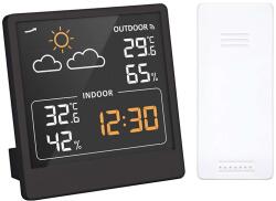Solight TE48 beltéri/kültéri hőmérő és páratartalom-mérő, fekete