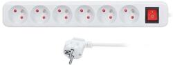 Solight Hosszabbító kábel 6 aljzattal - 5m, kapcsoló, 3x1, 5, fehér