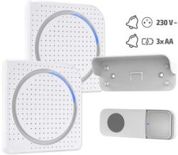 Solight 1L67 vezeték nélküli elemes csengő / konnektorba, 200m, learning code - 2db, fehér