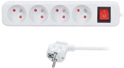 Solight Hosszabbító kábel 4 aljzattal - 5m, kapcsoló, 3x1, 5, fehér