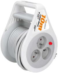 Solight Kábeldobos hosszabbító 3 aljzattal - 10m, 3x1, 5, szürke