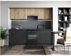 Halmar Emma konyhabútor 240, fekete / artisan tölgy