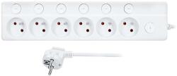 Solight Hosszabbító kábel 6 aljzattal - 3m, kapcsoló, 3x1, 0, fehér
