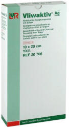 VLIWAKTIV ag steril 10 x 20 cm 20706 aktív széntartalmú nedvszívó ezüsttel szívópárna (lohmann) (19104)