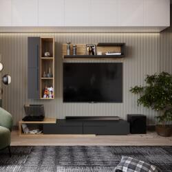 TEMPO KONDELA Ansamblu living, stejar Tacho/antracit, KALVADOS 2