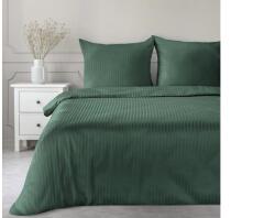 Eurofirany Vera egyszínű csíkos pamutszatén ágynemű garnitúra Sötétzöld 140x200 cm - 70x80 cm 1db