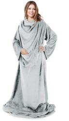 EUROFIRANY Belebújós puha polár takaró ujjakkal Ezüst 150x180 cm