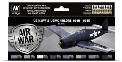  Vallejo 71.157 "US Navy & USMC colors 1940-1945" airbrush festék készlet 8x17 ml () (571157)