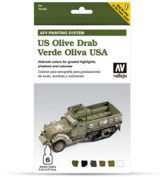 Acrylicos Vallejo Vallejo 78.402 Army Olive Drab airbrush festék készlet 6x8 ml () (578402)