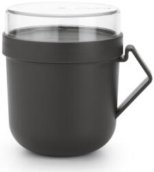 Brabantia Make & Take Soup Mug leveses bögre levesfeltét tároló fedővel, mikrózható, műanyag, 0, 6L, sötétszürke (203824)