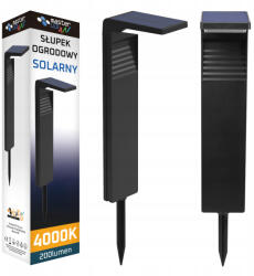 Masterled napelemes kerti LED kültéri oszloplámpa, 5 W, 4000 K, semleges fényerejű, alkonykapcsolós, fekete (LVTSOL0518)