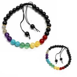  Bratara 7 Chakre Onix Negru Mat 6 mm - Accesorii Gold Filled